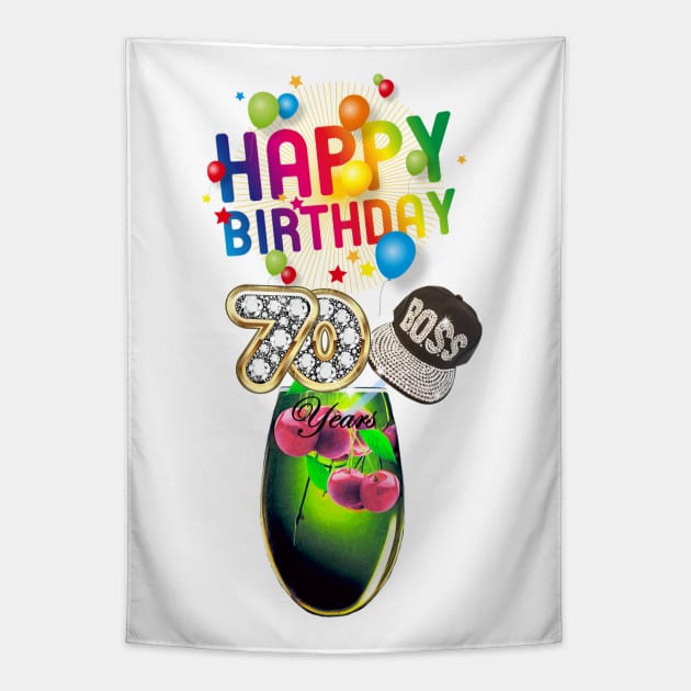 Happy 70th Birthday Tapestry by KC Morcom aka KCM Gems n Bling aka KCM Inspirations