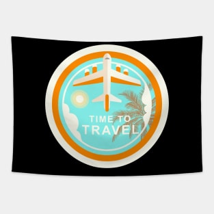 Vintage plane travel. Retro travel badge Tapestry