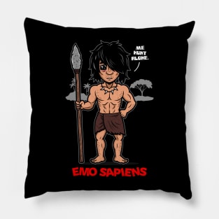 Emo Sapiens Funny Prehistoric Emo Homo Sapiens Funny Emo Meme Pillow