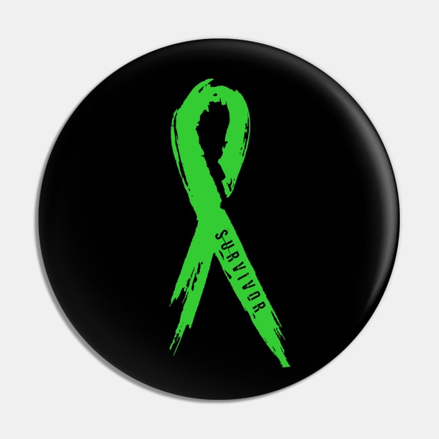 TBI Green Survivor Ribbon Shirt Pin by survivorsister