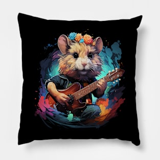 Hamster Playing Guitar Pillow