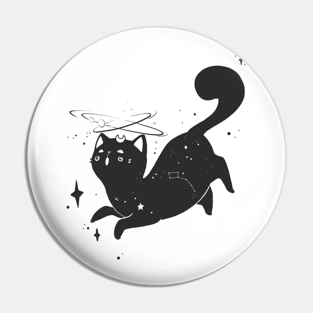 Kawaii Star Kitty Black Cat Pin by cellsdividing