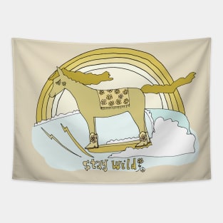 stay wild surfing horse // retro surf art by surfy birdy Tapestry