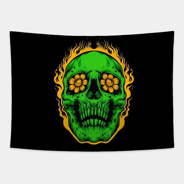 Green Skull Tapestry by Blunts