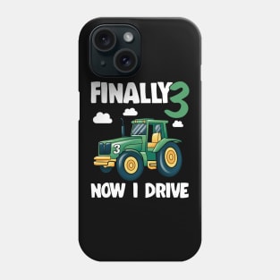 Kids Finally 3 3rd Birthday Gift Boy Tractor Phone Case