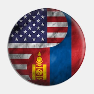 USA and Mongolia Dual Flag Yin Yang Combination Pin