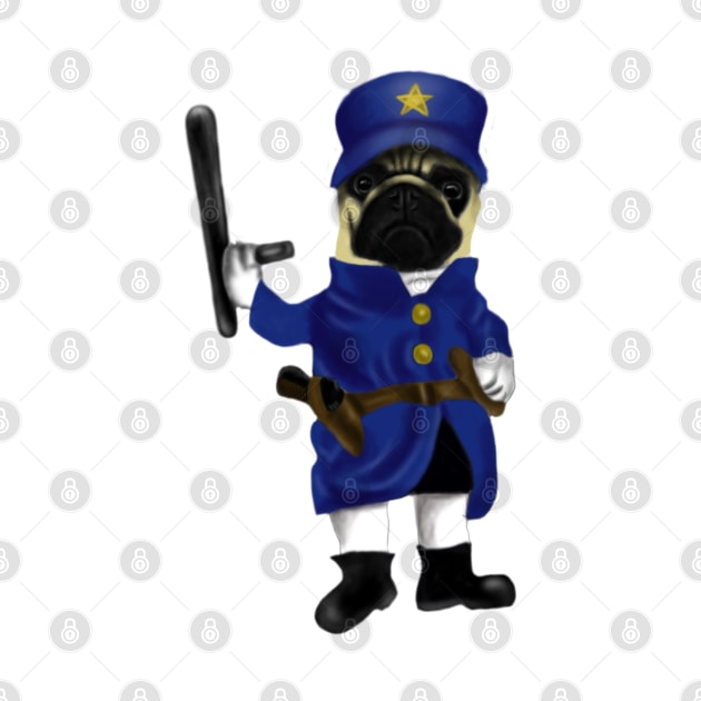 Funny Pug Officer Dog Lovers Gift by Merchweaver