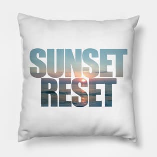 Sunset Reset On the Water | Light Blue | Short But Sweet Inspirational Quote Pillow