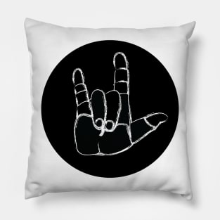 ASL ILY chalkboard circle Pillow