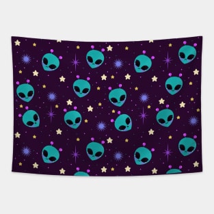 Kawaii alien emotes pastel pattern Tapestry