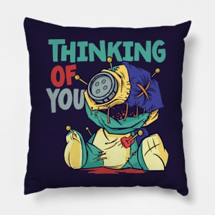Thinking of You // Funny Voodoo Doll Cartoon Pillow