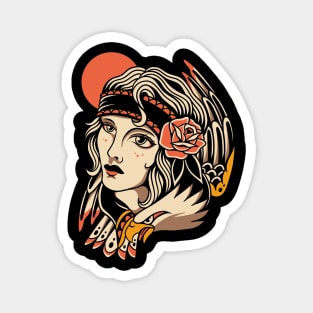 Eagle Girl Vintage Traditional Tattoo Magnet