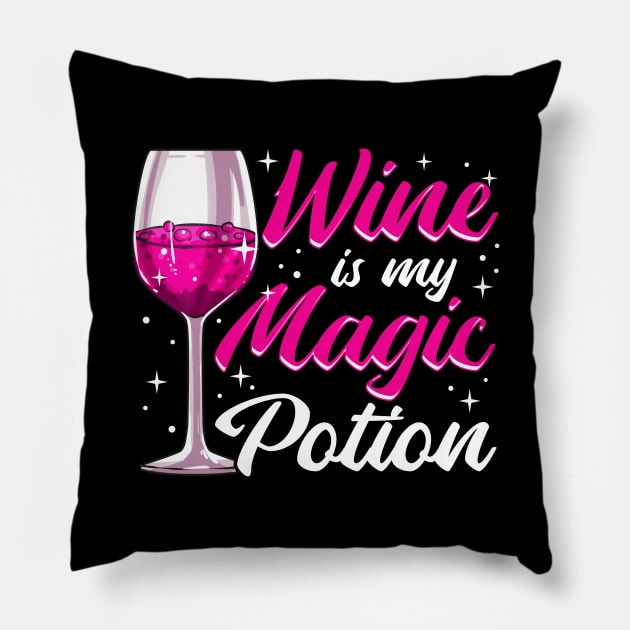 Funny Wine Is My Magic Potion Halloween Wino Pun Pillow by theperfectpresents