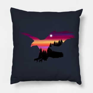 Beautiful Flying Eagle Surreal Sky Silhouette Artwork Pillow