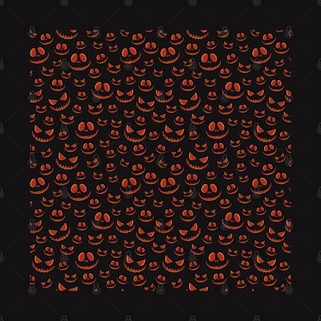 Orange and Black Halloween Pumpkin Eyes Pattern by POD-of-Gold