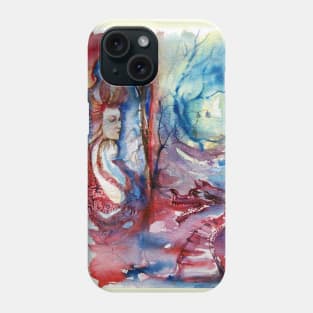 LADY MORGANA POWERFUL ENCHANTRESS AND DRAGON Arthurian Legends Fantasy Watercolor Phone Case