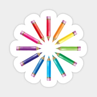 Rainbow pencils - Circle Magnet