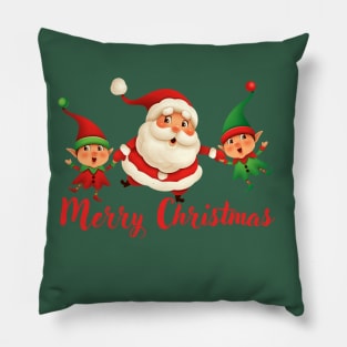 Merry Christmas, Santa Claus and elves Pillow