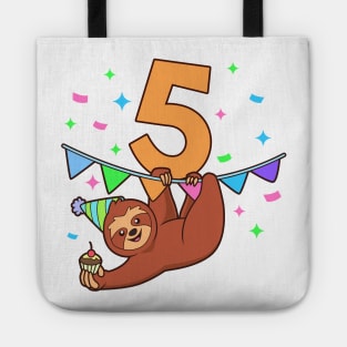 I am 5 with sloth - kids birthday 5 years old Tote