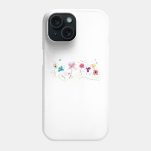 Spring time abstract doodle flowers Phone Case