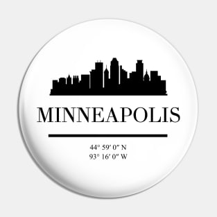 MINNEAPOLIS MINNESOTA BLACK SILHOUETTE SKYLINE ART Pin