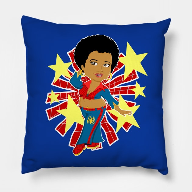 Disco Spider-girl Pillow by scoffin