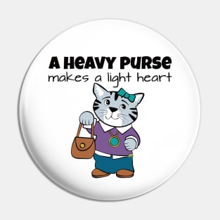 Heavy Purse Light Heart Cat Pin