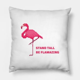 Pixel Flamingo: Stand Tall Pillow