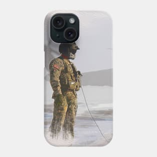 Beautiful watercolor painting of a US army soldier near a US helicopter Phone Case