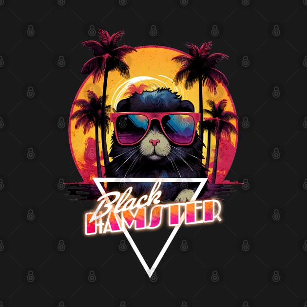 Retro Wave Black Hamster Vibes Shirt by Miami Neon Designs