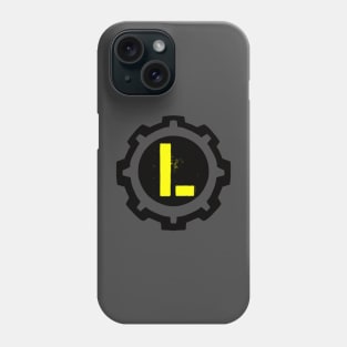 Yellow Letter L in a Black Industrial Cog Phone Case