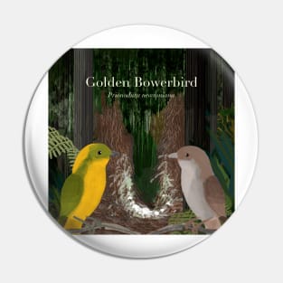 Golden Bowerbirds (text) Pin