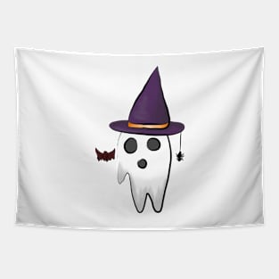 Cute ghost with witch hat Tapestry