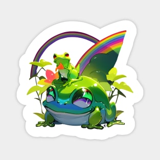 Frog double rainbow Magnet