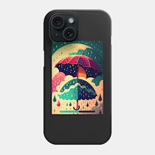 Umbrellas and Rain Drops Phone Case