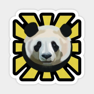 Striking Panda Bear on Sun Rays Magnet