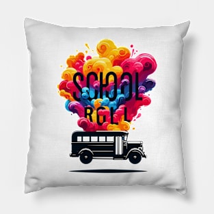 Silhouette Of A School Bus, School Roll Pillow