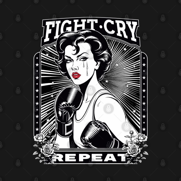 Tears of Triumph-Retro Female Boxer by SunGraphicsLab