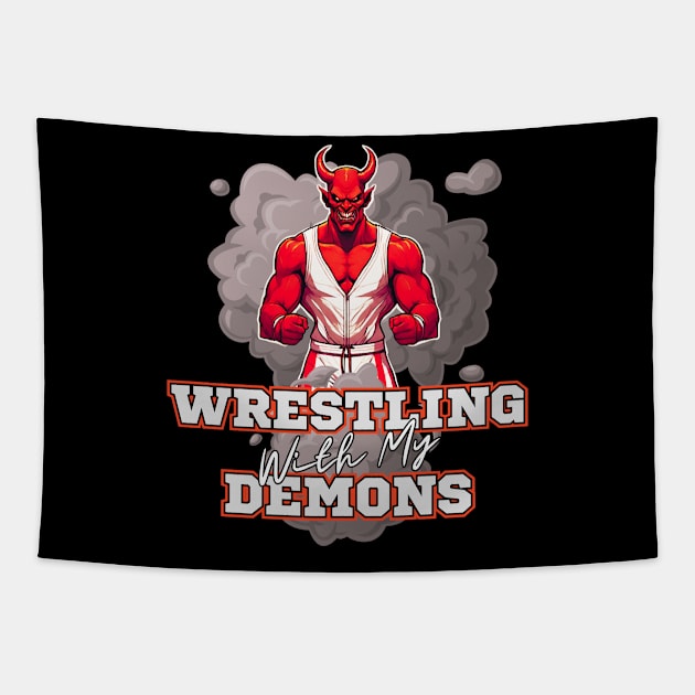 Wrestling With My Demons Tapestry by Kenny The Bartender's Tee Emporium