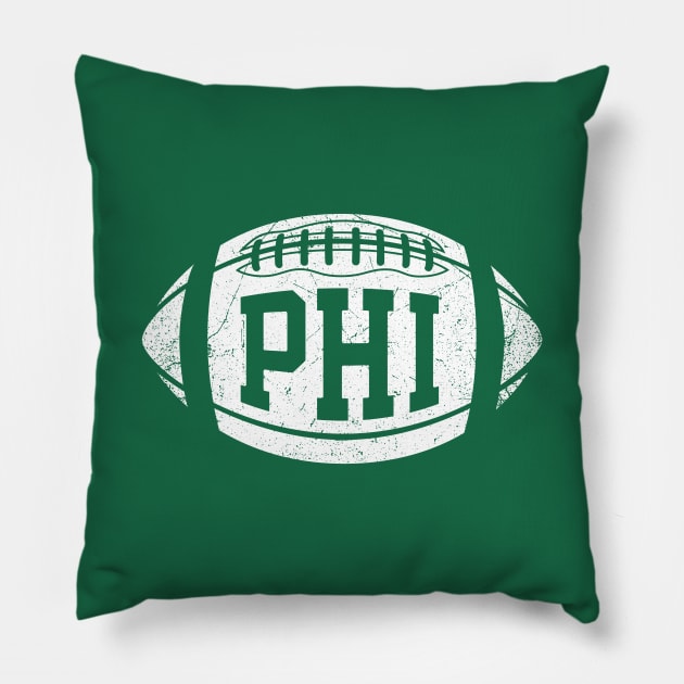 PHI Retro Football - Green Pillow by KFig21