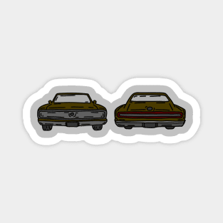 front and back classic muscle car vintage illustration Magnet