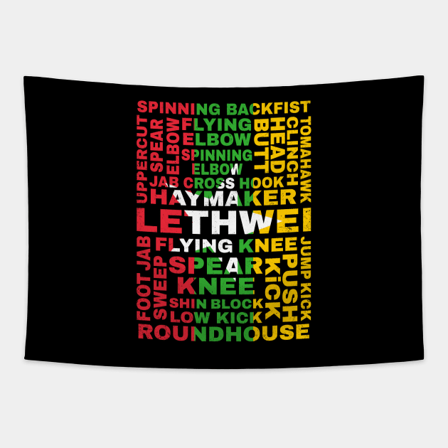 Lethwei Burmese boxing flag of Myanmar Tapestry by NicGrayTees