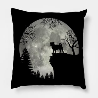 Pug Dog And Moon Scary Halloween Pillow