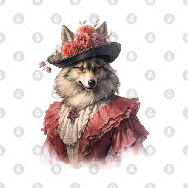 Watercolor Victorian Wolf #8 by Chromatic Fusion Studio