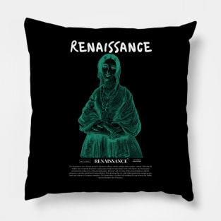 renaissance girl green white Pillow