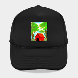 The Red Dog House in Summer Hat