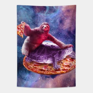 Trippy Space Sloth Turtle - Sloth Pizza Tapestry