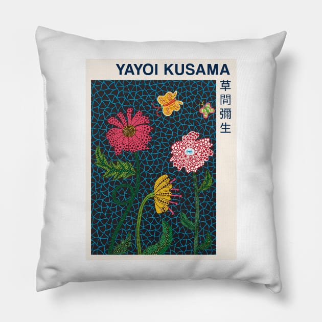 Yayoi Kusama Flower Exhibition Pillow by VanillaArt