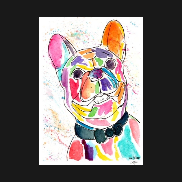 Rainbow Frenchie by Colzo Art