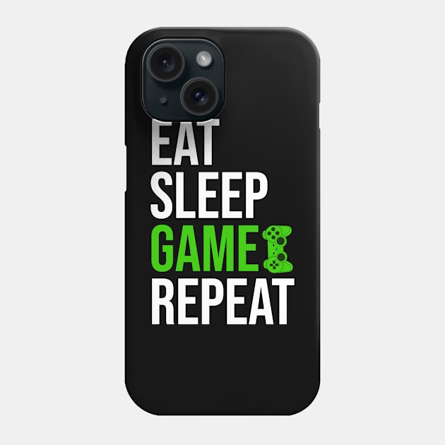 Eat sleep game repeat Phone Case by Dynasty Arts